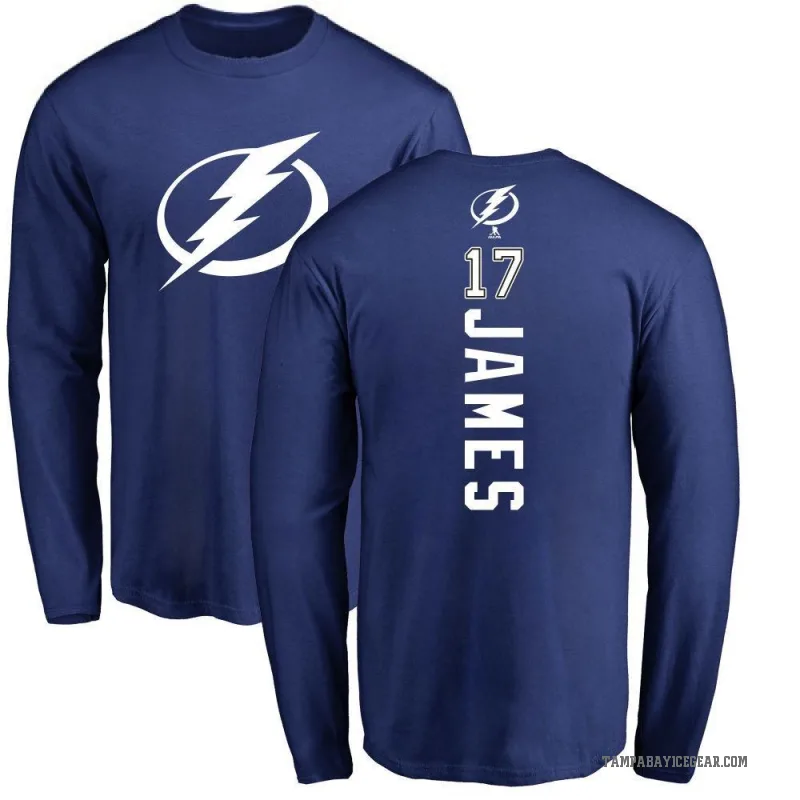Dominic James Men's Royal Tampa Bay Lightning Backer Long Sleeve T-Shirt -
