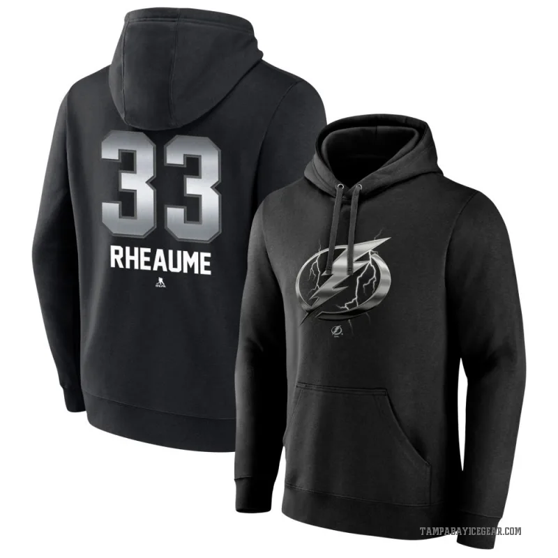 Manon Rheaume Men's Black Tampa Bay Lightning Branded Midnight Mascot Logo Pullover Hoodie
