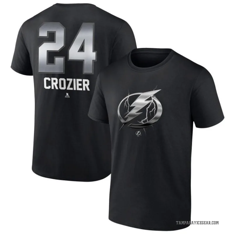Maxwell Crozier Men's Black Tampa Bay Lightning Midnight Mascot Logo T-Shirt